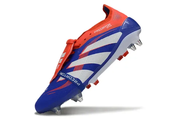 Adidas Predator Bleu Orange Cage du Forefoot Ribbelée Panneau Latéral à Trois Rayures Chaussures de Football pour Terrain Firme 3