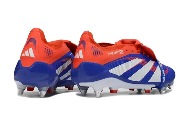 Adidas Predator Bleu Orange Cage du Forefoot Ribbelée Panneau Latéral à Trois Rayures Chaussures de Football pour Terrain Firme 5
