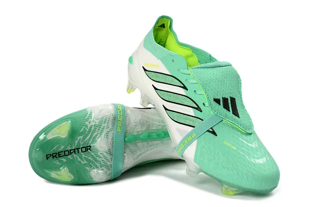 Adidas Predator Green White Lace-Cage Upper Translucent Sole Firm-Ground Soccer Shoes 12