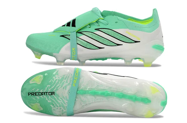 Adidas Predator Green White Lace-Cage Upper Translucent Sole Firm-Ground Soccer Shoes 15