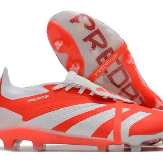 Adidas Predator Orange White Low-Cut Cleat Synthetic Upper Firm-Ground Soccer Shoes