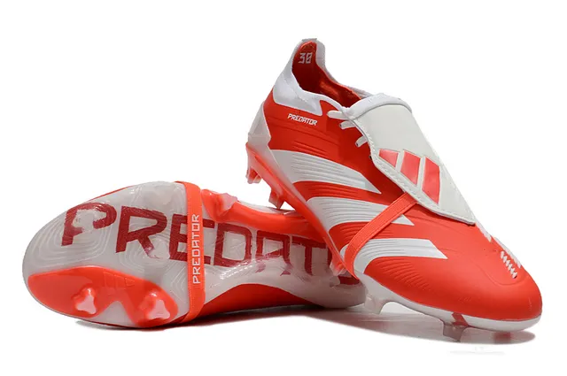 Adidas Predator Orange White Low-Cut Cleat Synthetic Upper Firm-Ground Soccer Shoes 4