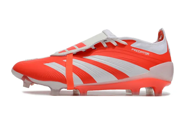 Adidas Predator Orange White Low-Cut Cleat Synthetic Upper Firm-Ground Soccer Shoes 6