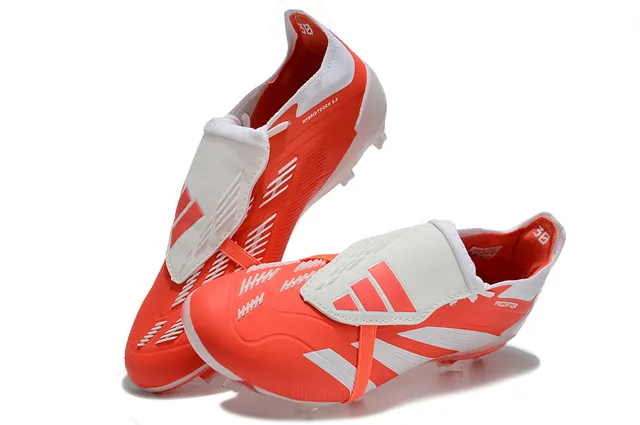 Adidas Predator Orange White Low-Cut Cleat Synthetic Upper Firm-Ground Soccer Shoes 7
