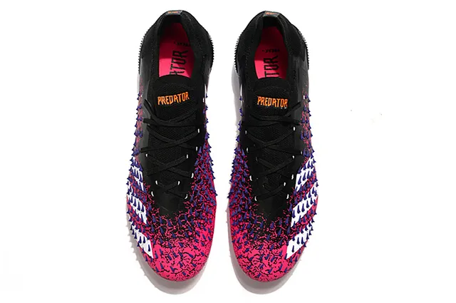 Adidas Predator Pink Purple Knitted Sock-Fit Upper Aggressive Forefoot Cage Firm-Ground Soccer Shoes 2