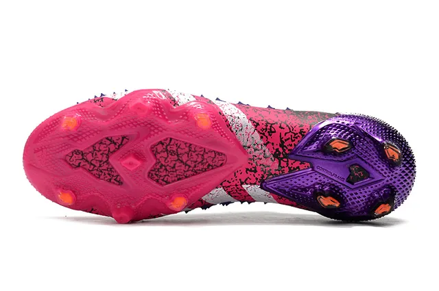 Adidas Predator Pink Purple Knitted Sock-Fit Upper Aggressive Forefoot Cage Firm-Ground Soccer Shoes 6