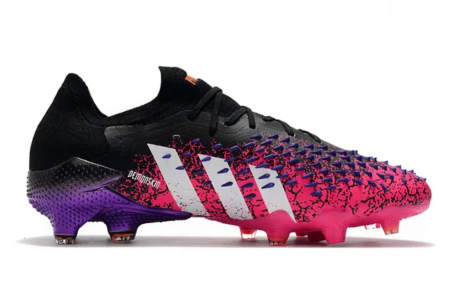 Adidas Predator Pink Purple Knitted Sock-Fit Upper Aggressive Forefoot Cage Firm-Ground Soccer Shoes 7