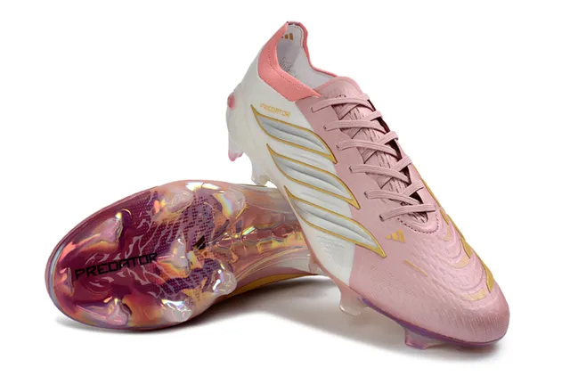 Adidas Predator Pink White Low-Cut Lace-Up Iridescent Holographic Sole Firm-Ground Soccer Shoes 4