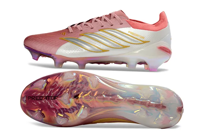 Adidas Predator Pink White Low-Cut Lace-Up Iridescent Holographic Sole Firm-Ground Soccer Shoes 6