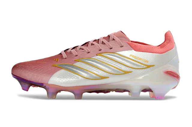 Adidas Predator Pink White Low-Cut Lace-Up Iridescent Holographic Sole Firm-Ground Soccer Shoes 7