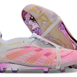 Adidas Predator Pink White Low-Cut Translucent Sole Firm-Ground Soccer Shoes