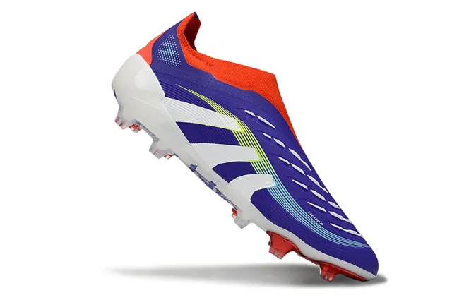Adidas Predator Purple Orange Sock-Fit Collar Textured Synthetic Upper Firm-Ground Soccer Shoes 2