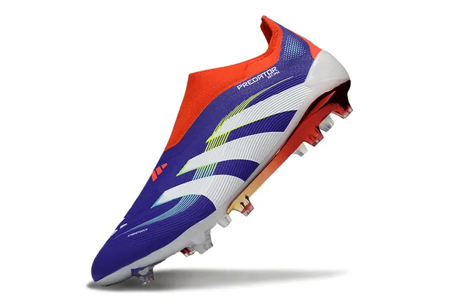 Adidas Predator Purple Orange Sock-Fit Collar Textured Synthetic Upper Firm-Ground Soccer Shoes 3