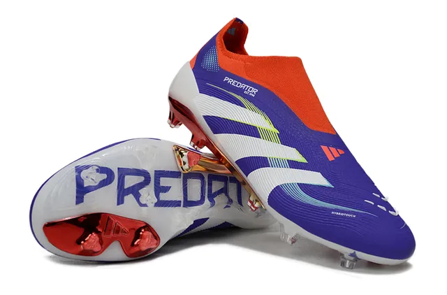 Adidas Predator Purple Orange Sock-Fit Collar Textured Synthetic Upper Firm-Ground Soccer Shoes 4