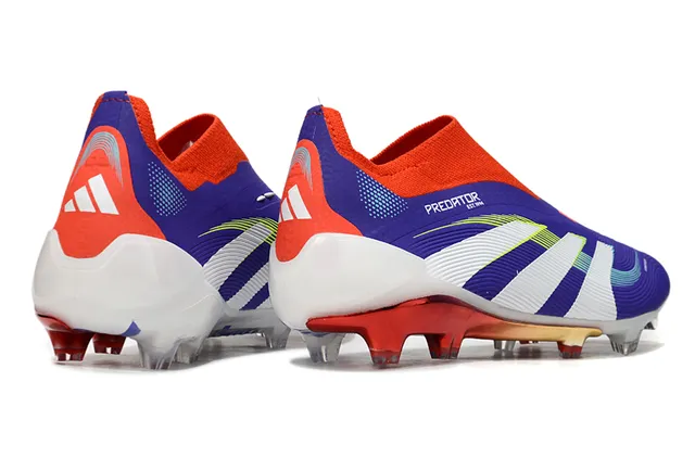 Adidas Predator Purple Orange Sock-Fit Collar Textured Synthetic Upper Firm-Ground Soccer Shoes 5