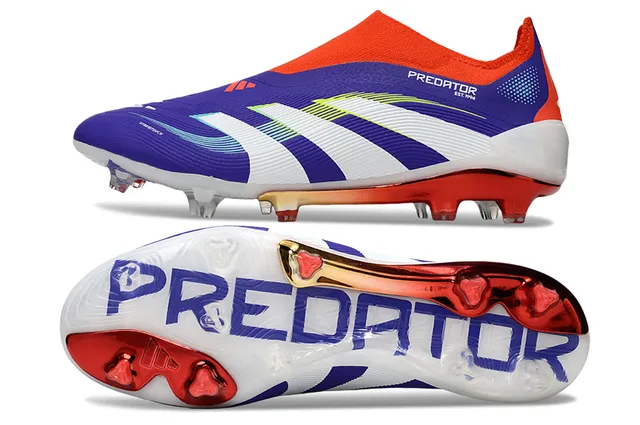 Adidas Predator Purple Orange Sock-Fit Collar Textured Synthetic Upper Firm-Ground Soccer Shoes 6