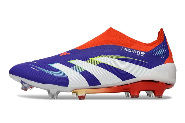 Adidas Predator Purple Orange Sock-Fit Collar Textured Synthetic Upper Firm-Ground Soccer Shoes 7