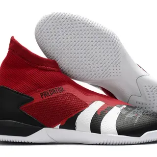 Adidas Predator 红黑 袜套贴合领 无鞋带 笼式鞋面 室内足球鞋