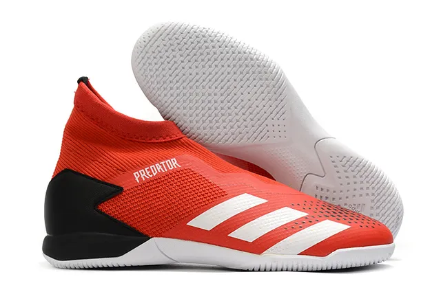 Adidas Predator Rouge Noir Col de Chaussette Sans Lacets Upper Cage Chaussures de Football Intérieur 3