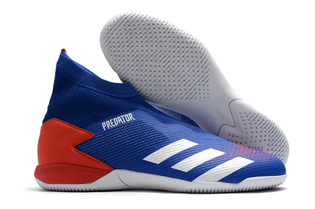 Adidas Predator Rouge Noir Col de Chaussette Sans Lacets Upper Cage Chaussures de Football Intérieur 4