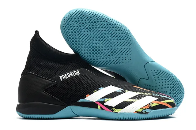 Adidas Predator Rouge Noir Col de Chaussette Sans Lacets Upper Cage Chaussures de Football Intérieur 7