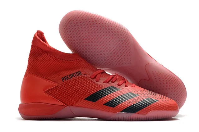 Adidas Predator Rouge Noir Col de Chaussette Sans Lacets Upper Cage Chaussures de Football Intérieur 14