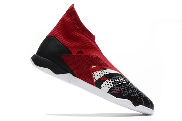 Adidas Predator Rouge Noir Col de Chaussette Sans Lacets Upper Cage Chaussures de Football Intérieur 22