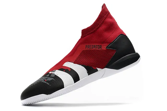 Adidas Predator Rouge Noir Col de Chaussette Sans Lacets Upper Cage Chaussures de Football Intérieur 23