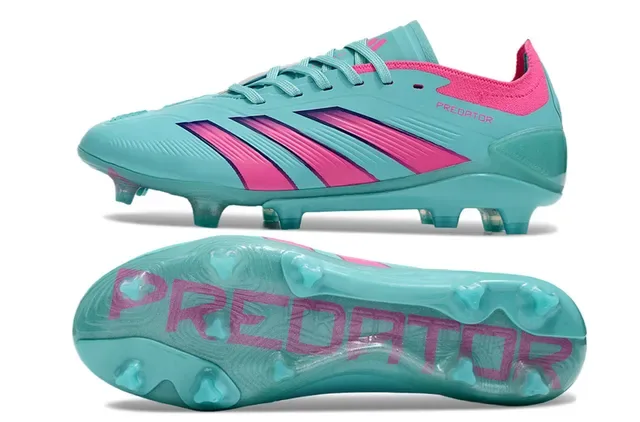 Adidas Predator Turquesa e Rosa Chuteiras de Futebol para Solo Firme 6