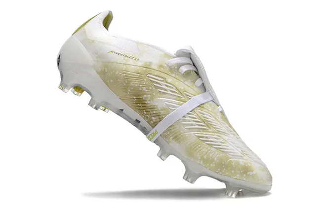 Adidas Predator White Green Low-Cut Boot Lace-Cover Strap Firm-Ground Soccer Shoes 2