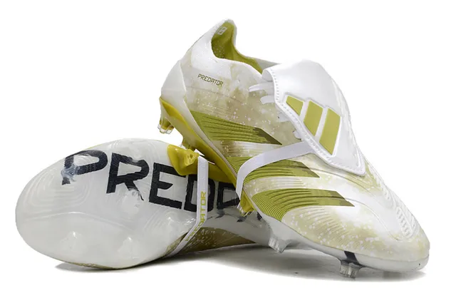 Adidas Predator White Green Low-Cut Boot Lace-Cover Strap Firm-Ground Soccer Shoes 4