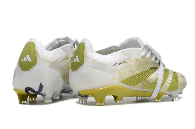 Adidas Predator White Green Low-Cut Boot Lace-Cover Strap Firm-Ground Soccer Shoes 5