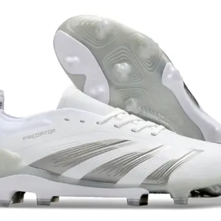 Adidas Predator White Metallic Silver Firm-Ground Soccer Shoes