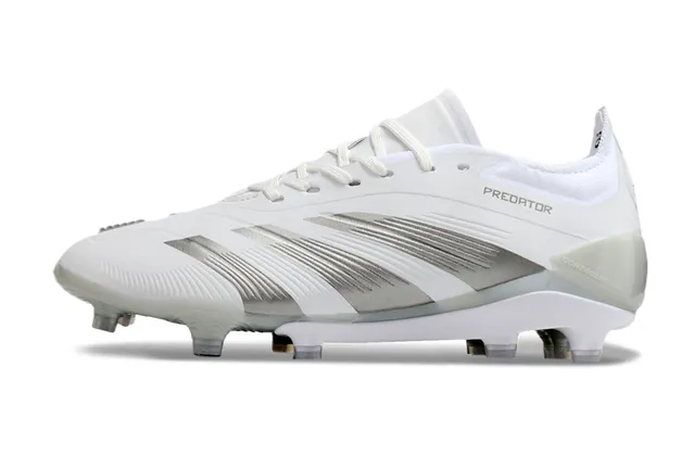 Adidas Predator White Metallic Silver Firm-Ground Soccer Shoes 2