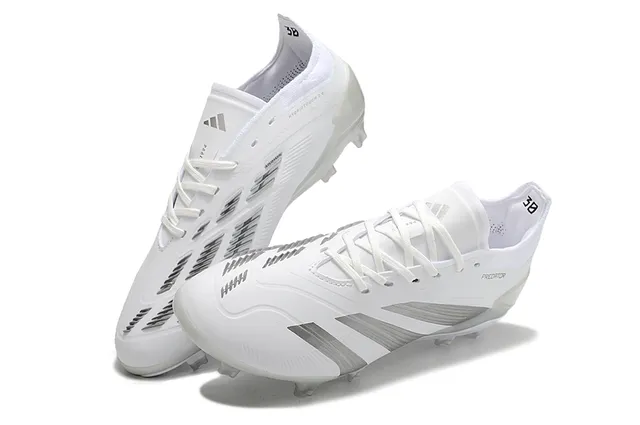 Adidas Predator White Metallic Silver Firm-Ground Soccer Shoes 3