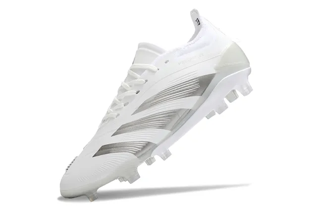 Adidas Predator White Metallic Silver Firm-Ground Soccer Shoes 5