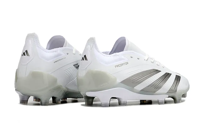 Adidas Predator White Metallic Silver Firm-Ground Soccer Shoes 7