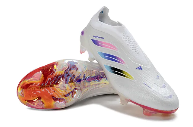 Adidas Predator White Multicolor Asymmetric Lacing Iridescent Transparent Heel Shell Firm-Ground Soccer Shoes 4