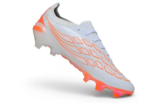 Adidas Predator White Orange Low-Cut Bootie Upper Translucent Soleplate Firm-Ground Soccer Shoes 2