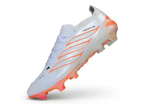 Adidas Predator White Orange Low-Cut Bootie Upper Translucent Soleplate Firm-Ground Soccer Shoes 3