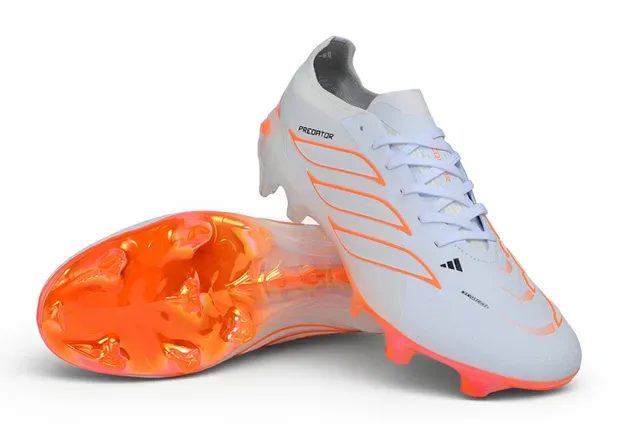 Adidas Predator White Orange Low-Cut Bootie Upper Translucent Soleplate Firm-Ground Soccer Shoes 4
