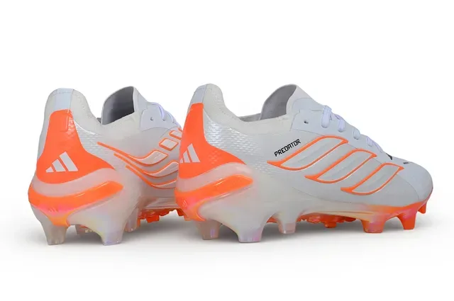 Adidas Predator White Orange Low-Cut Bootie Upper Translucent Soleplate Firm-Ground Soccer Shoes 5