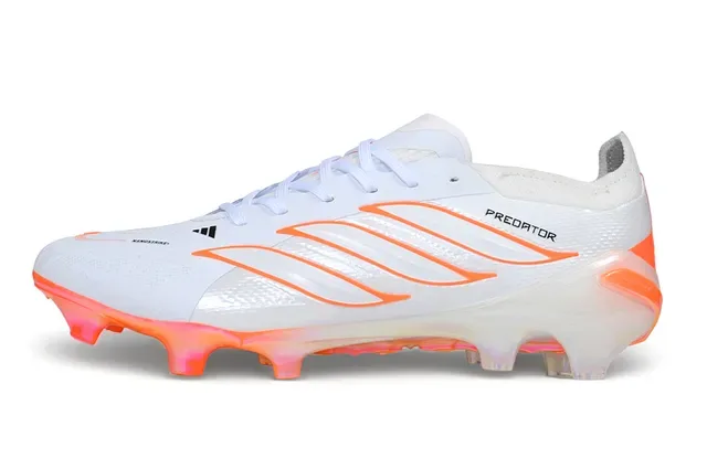 Adidas Predator White Orange Low-Cut Bootie Upper Translucent Soleplate Firm-Ground Soccer Shoes 7