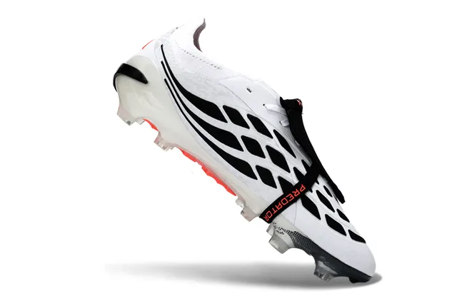 Adidas Predator White Pink Laceless Strap Closure Iridescent Three-Stripe Overlay Firm-Ground Soccer Shoes 2
