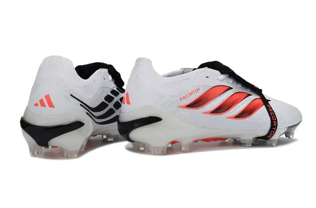 Adidas Predator White Pink Laceless Strap Closure Iridescent Three-Stripe Overlay Firm-Ground Soccer Shoes 5