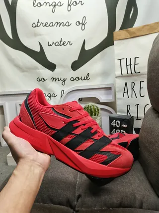 Adidas Red Black Chunky Midsole Mesh And Synthetic Overlay Construction Lifestyle Sneakers 5