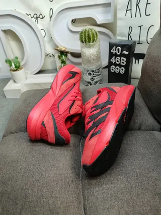 Adidas Red Black Chunky Midsole Mesh And Synthetic Overlay Construction Lifestyle Sneakers 6