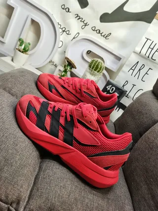 Adidas Red Black Chunky Midsole Mesh And Synthetic Overlay Construction Lifestyle Sneakers 7