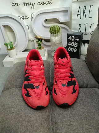 Adidas Red Black Chunky Midsole Mesh And Synthetic Overlay Construction Lifestyle Sneakers 10