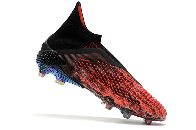 Adidas Chaussures de football rouge noir coupe haute ajustement chaussette imprimé camouflage sol ferme 3